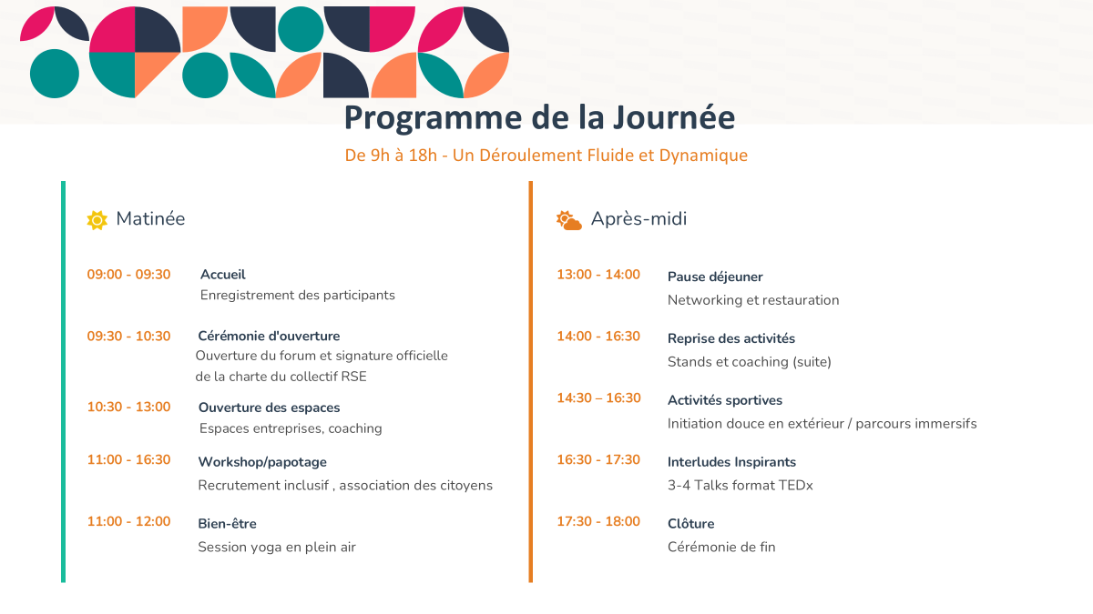 Programme de la Journée - Forum de l'emploi inclusif le 12 mai