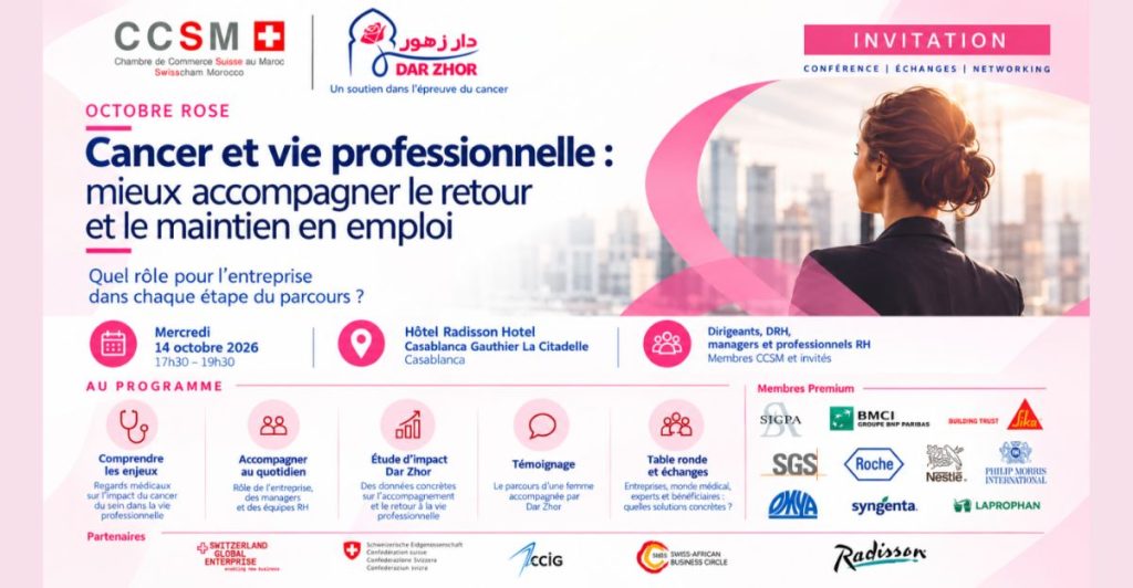 Octobre Rose : la CCSM et Dar Zhor mobilisent les entreprises autour du cancer au travail l DRH.ma