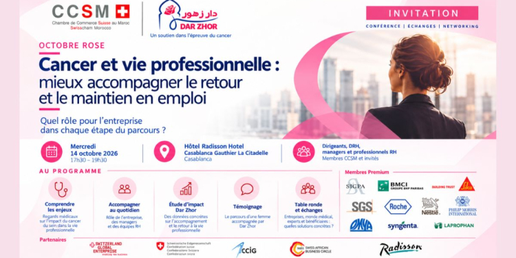 Octobre Rose : la CCSM et Dar Zhor mobilisent les entreprises autour du cancer au travail l DRH.ma
