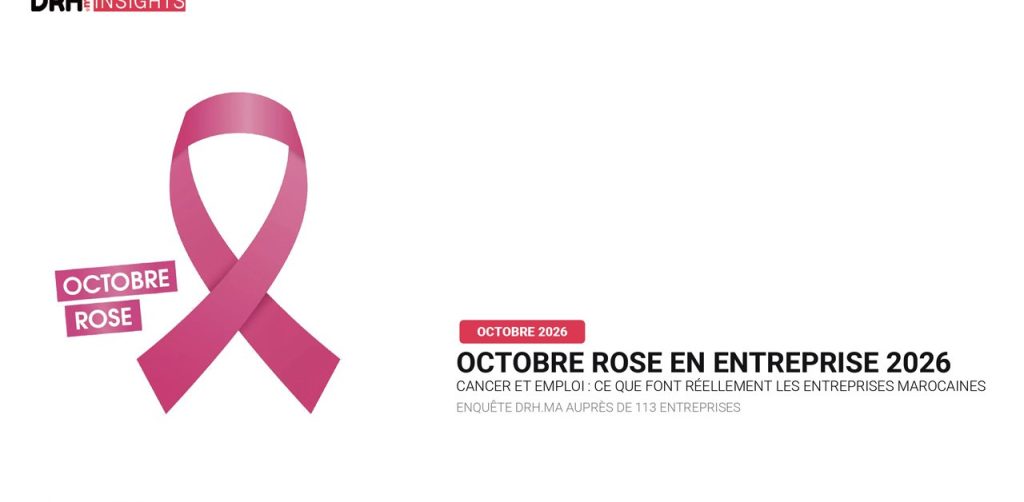 Couverture de l'enquête DRH.ma INSIGHTS Octobre Rose en Entreprise 2026 auprès de 113 entreprises marocaines
