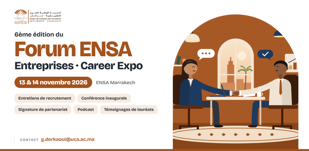 ENSA Marrakech : le Forum Entreprises Career Expo 2026 réunira recruteurs et élèves ingénieurs