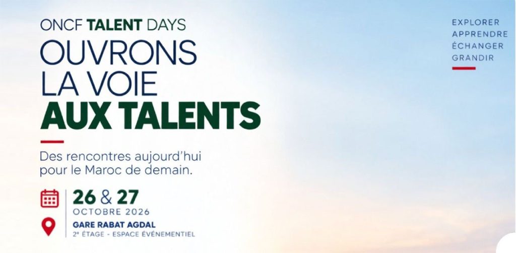 Affiche ONCF Talent Days des 26 et 27 octobre 2026 à la gare Rabat Agdal