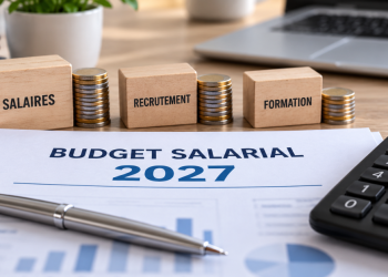 Dossier Budget salarial 2027, blocs salaires, recrutement et formation, pièces et calculatrice.